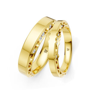 Cặp Nhẫn Cưới 14K Kim Cương Chickadee