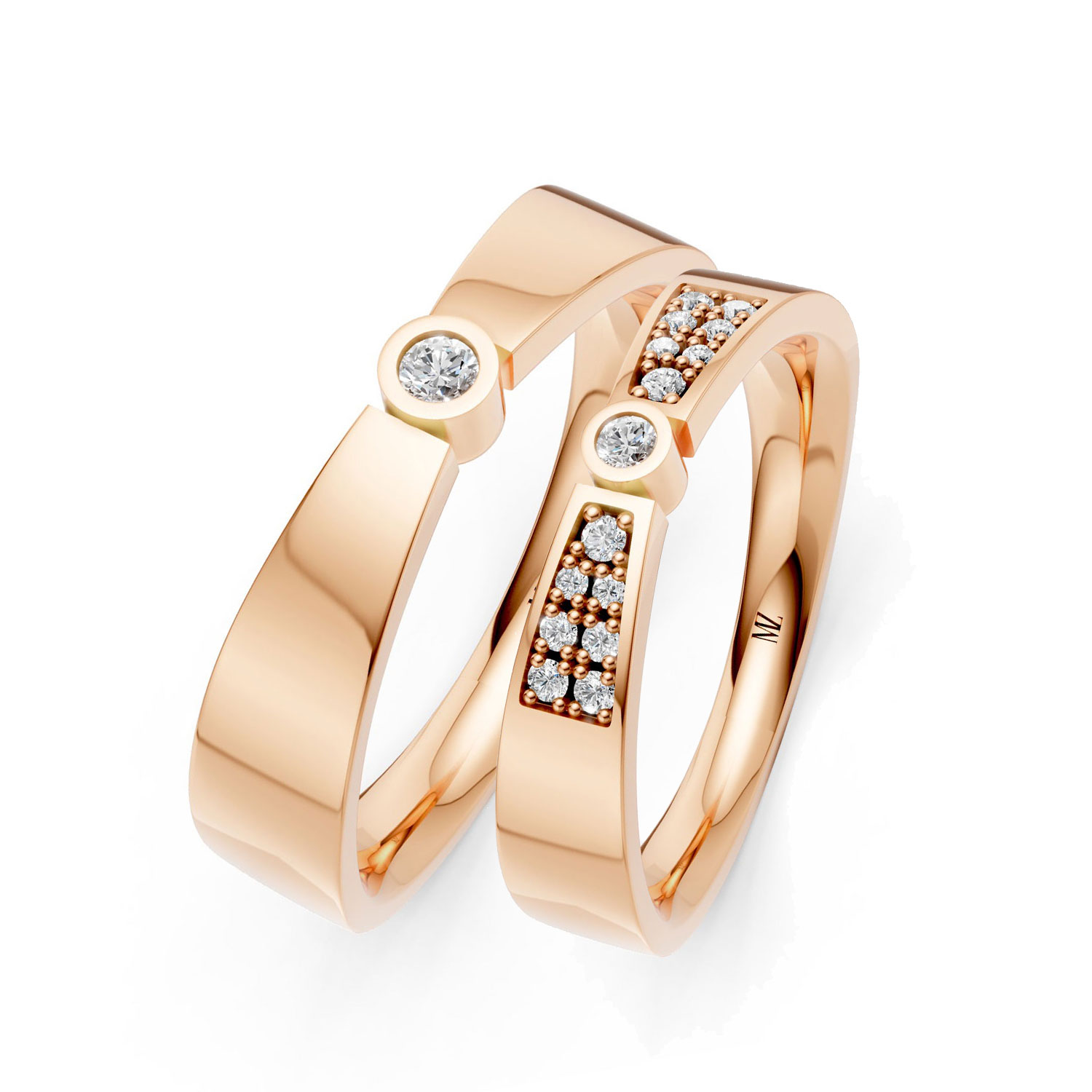 RP17135-LM-KR Cặp Nhẫn Cưới 14K Kim Cương Artistic Sense