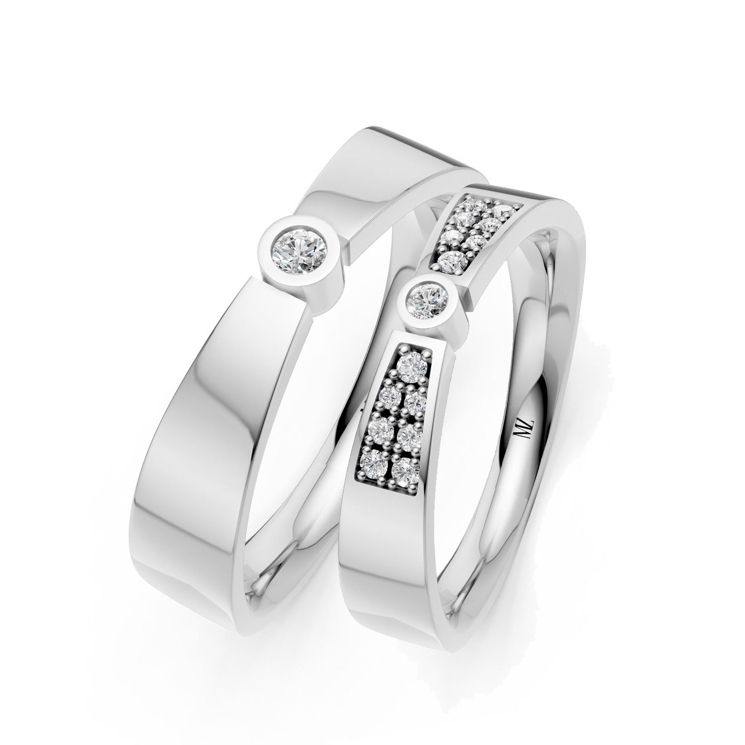 RP17135-LM-KW Cặp Nhẫn Cưới 14K Kim Cương Artistic Sense
