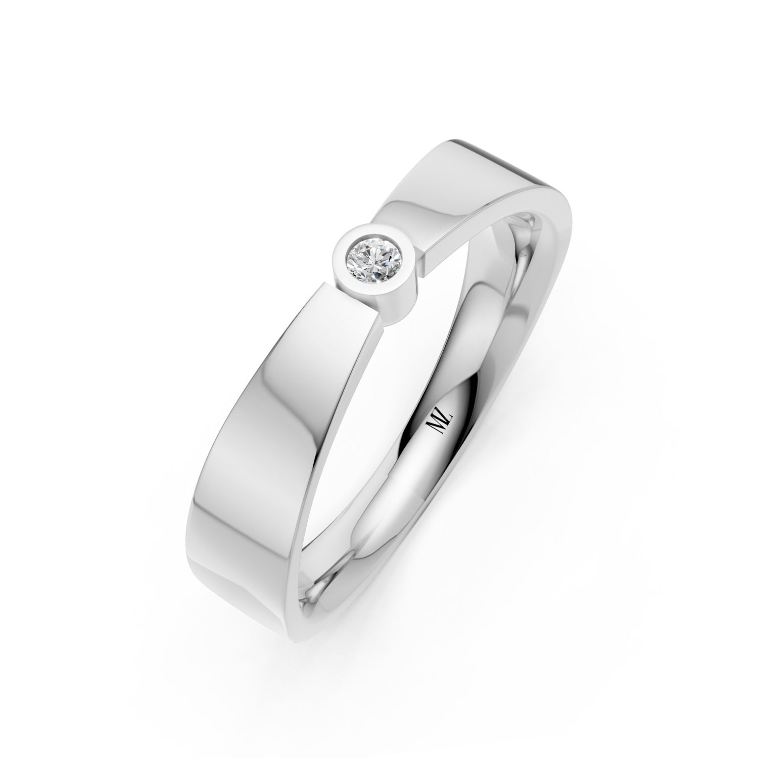 RP17135-M-P-KW Nhẫn Cưới Nam 14K Kim Cương Artistic Sense