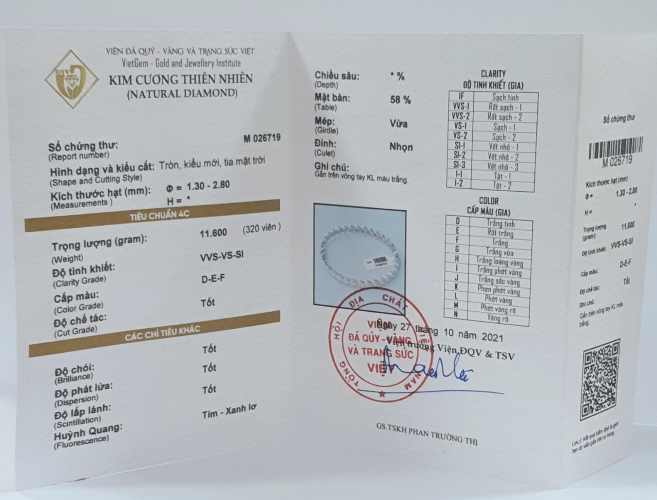 Giấy kiểm định kim cương GIV có những thông tin gì?