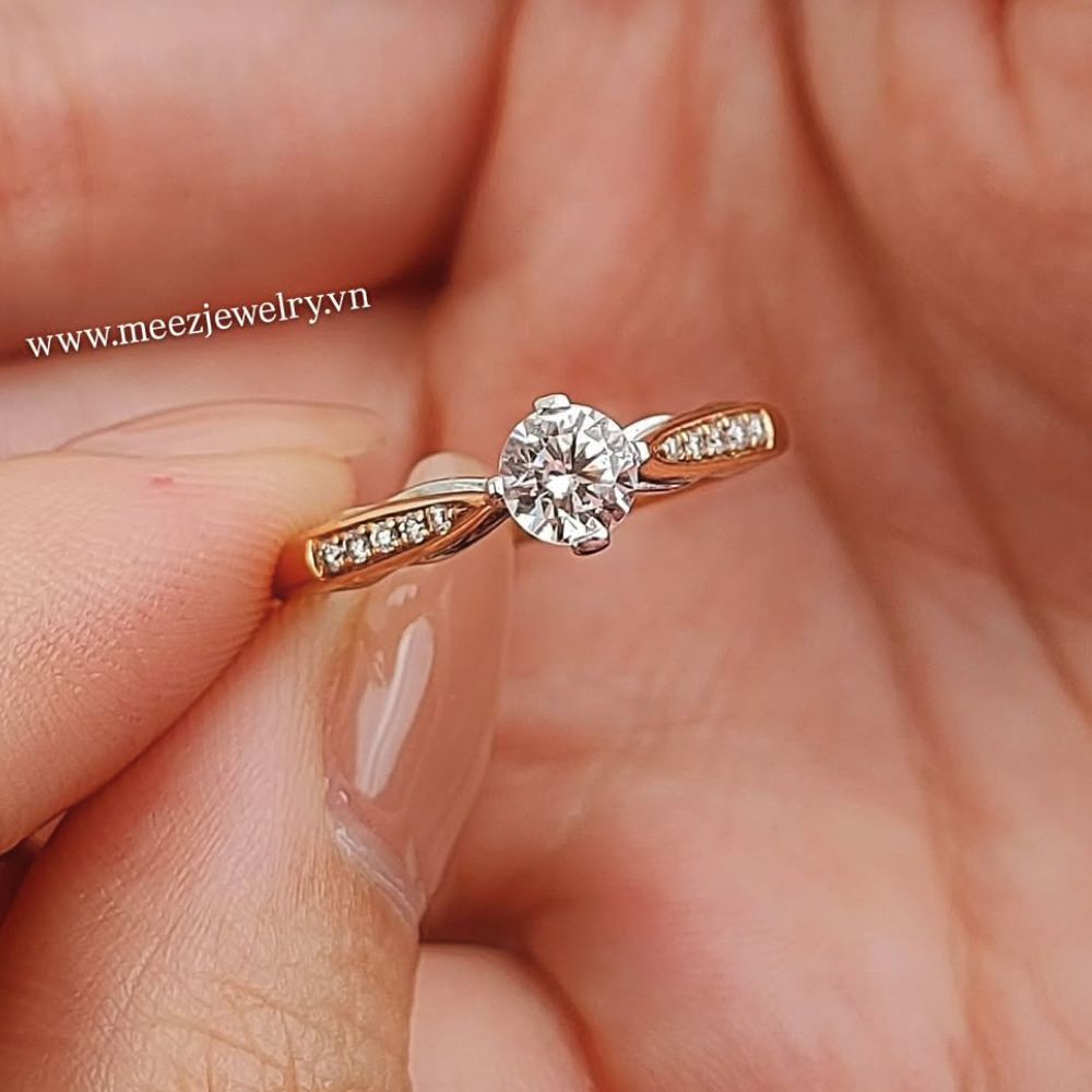 Nhẫn cầu hôn vàng hồng 14K